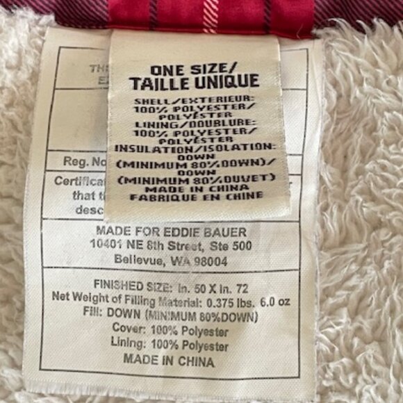 EDDIE BAUER Oversized Cardinal Tartan Plaid Down Throw - Picture 10 of 12